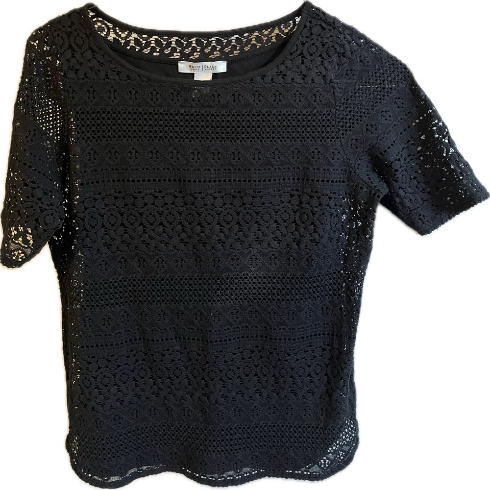 white house black market lace black blouse size M